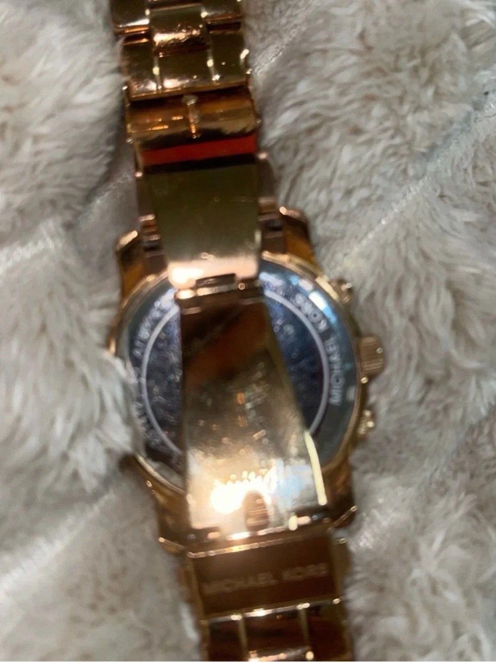 Michael Kors Gold-Tone Watch with Blue Dial and Chronographs